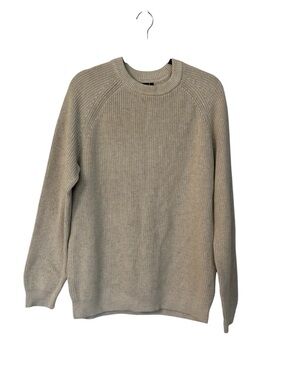 Quince Men’s 100% Organic Cotton Ribbed Stitch Crewneck Speckled Beige Sz L NWT